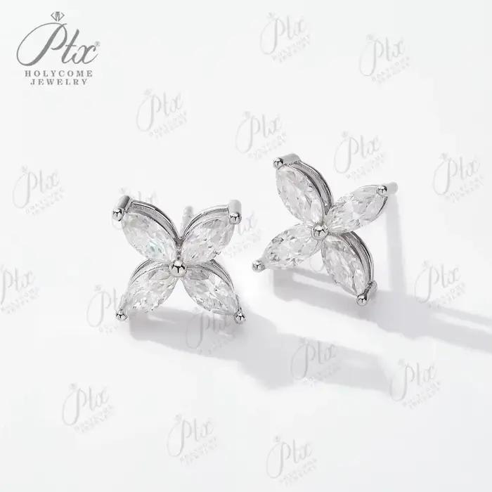 Boucles d'oreilles en Moissonite taille Marquise élégantes en argent sterling 925 pour femmes, idéales pour les soirées et occasions spéciales