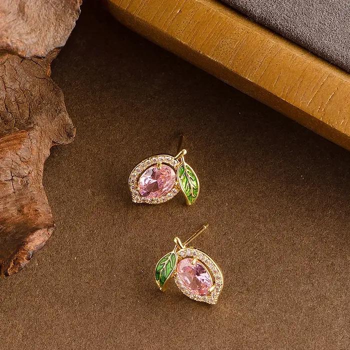 Nouvelles boucles d'oreilles citron élégantes et intelligentes serties de diamants pour femmes