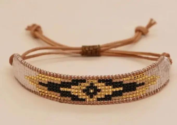 ZGMXR bracelet de perles de riz géométrie rétro tissé à la main bohême réglable femme mode Original