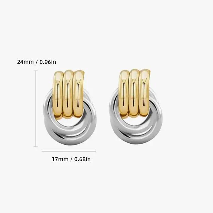 Boucles d'oreilles torsadées multicouches en acier inoxydable plaquées or pour femmes élégantes occasions spéciales mariage soirée chic