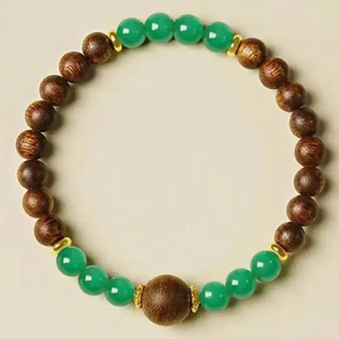 Bracelet de perles en bois d'agar fait à la main, bracelet à boutons de manchette pour hommes, perle