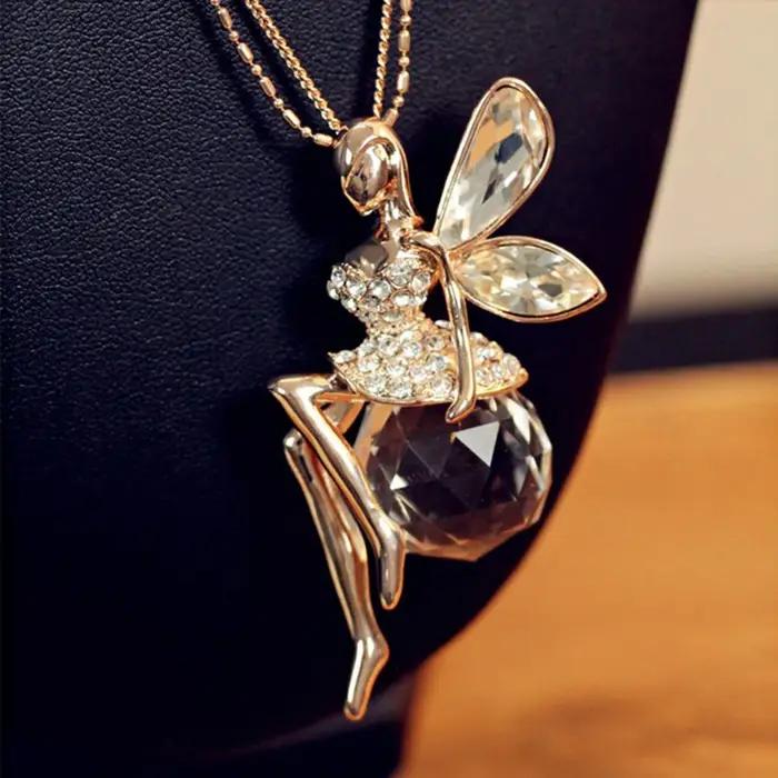 Collier avec pendentif ange ailes en cristal pour femmes et hommes