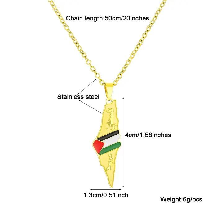 Collier pendentif drapeau carte de l'état de la Palestine