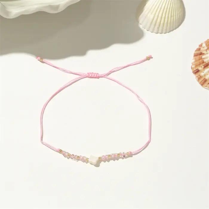 Ensemble de bracelets en corde tressée perlée pour femmes