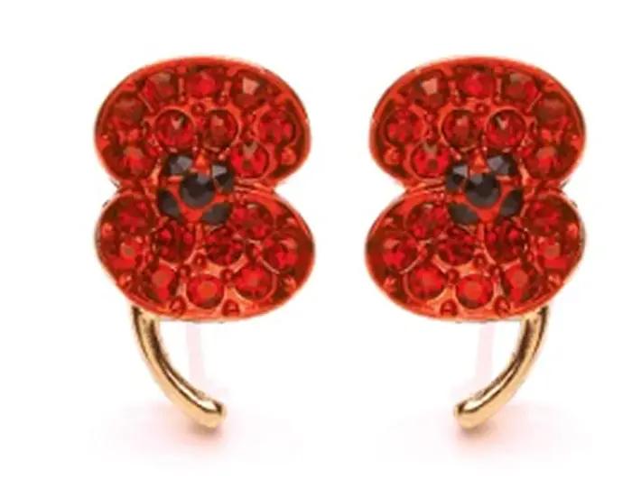 Boucles d'Oreilles en Coquelicot Rouge Bijou Commémoratif Vintage Cadeau Femme Occasions Spéciales