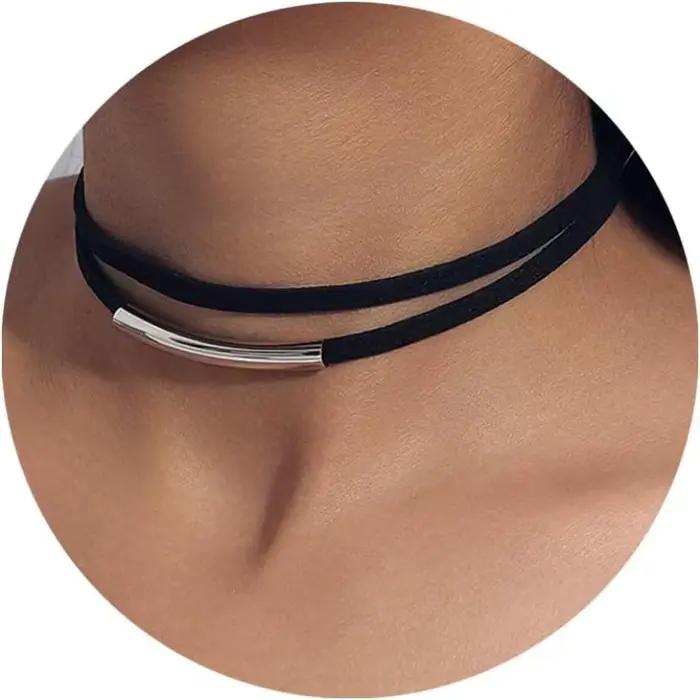 Colliers noirs pour femmes élégants en velours et cuir avec dentelle, cadeaux gothiques pour occasions spéciales