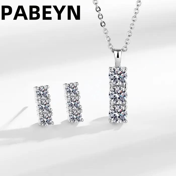 Ensemble de bijoux en argent Sterling 925 avec collier et boucles d'oreilles en diamant