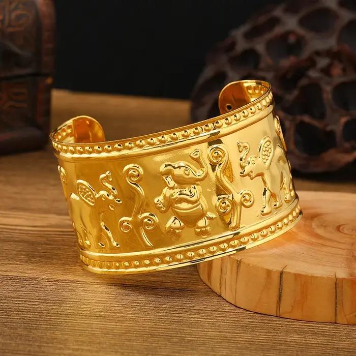 Dunhuang-Bracelet large doré d'un autre royaume