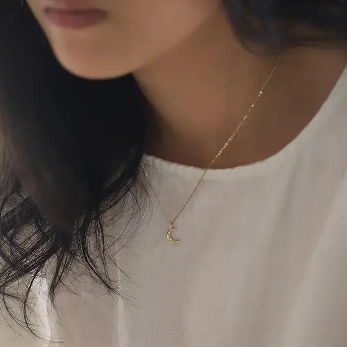 Collier en argent Sterling 925 véritable pour femmes, pendentif lune en or, pour mariage, saint-vale