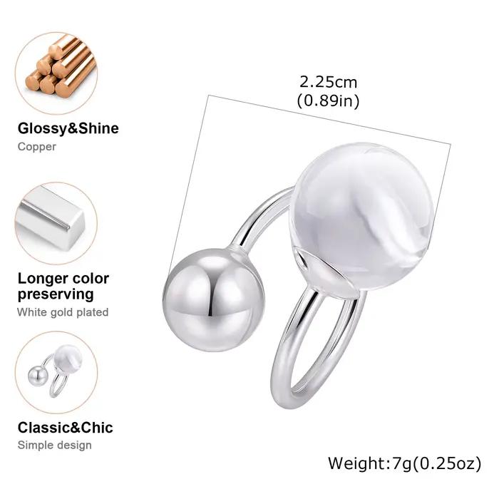 Bague ouverte sphérique géométrique pour femme