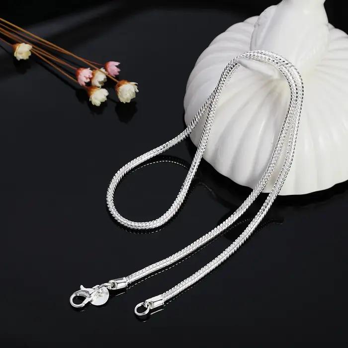 Collier chaîne serpent solide couleur argent 45-60cm