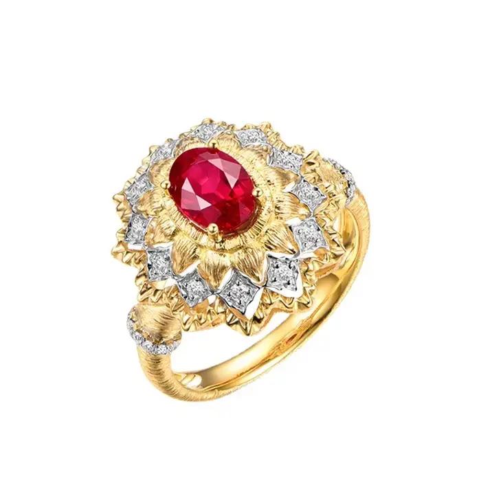 Bague à quatre griffes en rubis de sang de Pigeon naturel