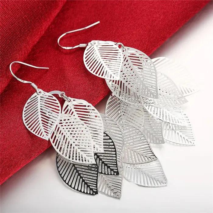 Boucles d'oreilles longues plaquées argent pour femmes
