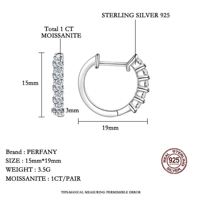 PERfissurainers-Boucles d'Oreilles en Moissanite pour Femme