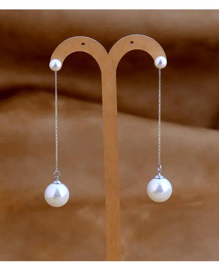 Boucles d'oreilles longues en argent Sterling 925 véritable pour femmes