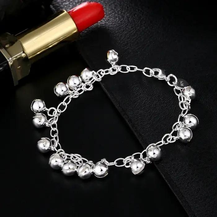 Breloque Chaude à Cloches en Argent Sterling 925 Bracelet Élégant pour Femme Occasions Spéciales Fête Mariage Cadeau Noël