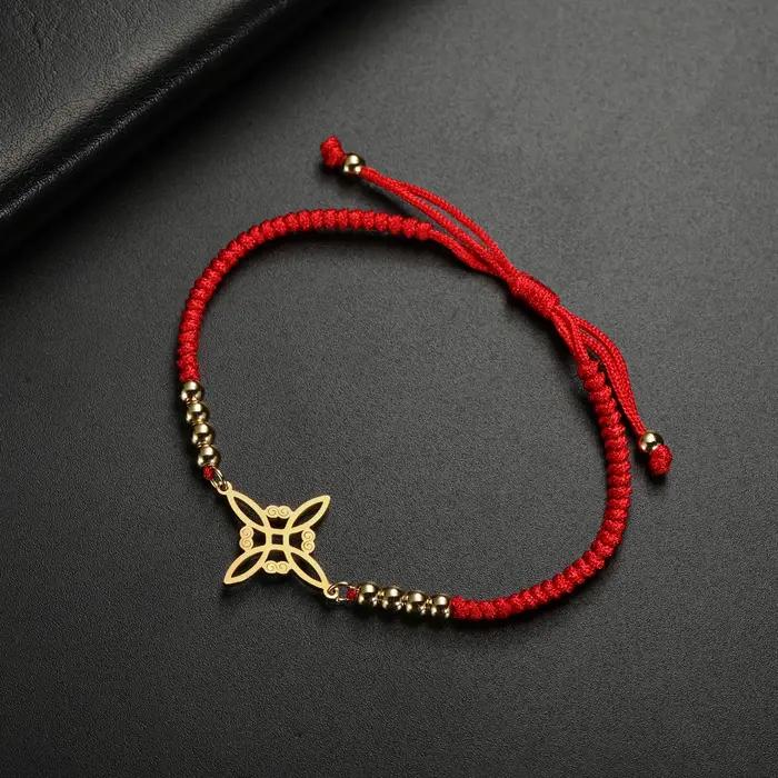 Bracelet en corde rouge tétragrammaton en acier inoxydable