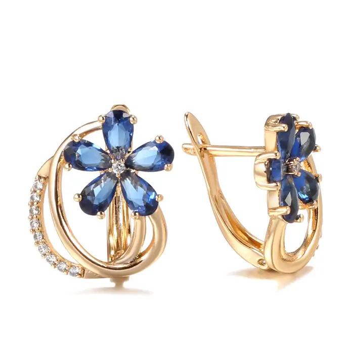 Boucles d'oreilles en or rose avec motif vintage en relief espagnol, piercing pendentif, micro CZ, c