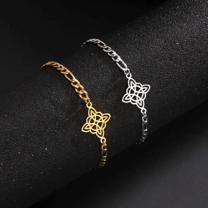 Bracelet à nœud de sorcière en acier inoxydable pour hommes et femmes