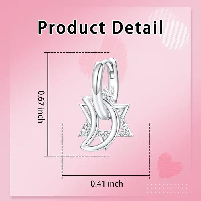 Boucles d'oreilles en argent sterling 925 aux motifs célestes pour femmes pour les occasions spéciales et les cadeaux d'anniversaire