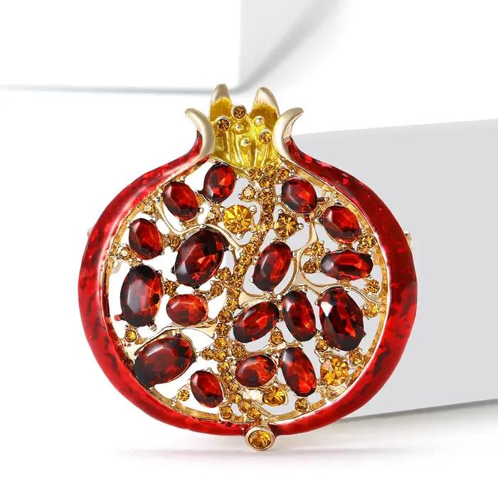 Beaut & Berry luxe strass grenade broches pour femmes émail fruits plante