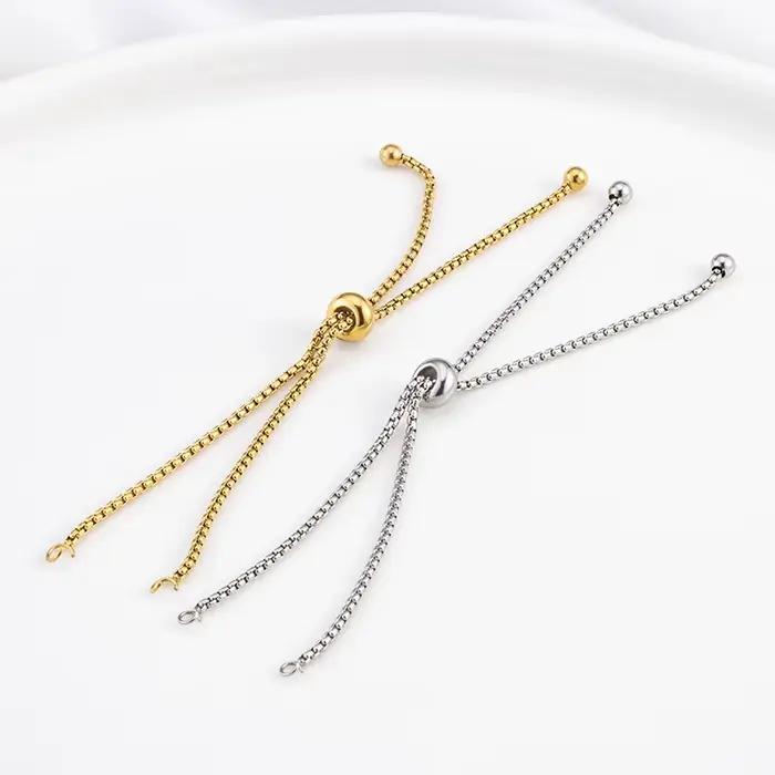 Bracelet ajustable à perles carrées en acier inoxydable, accessoires DIY pour connexion de pendentifs, mode haut de gamme