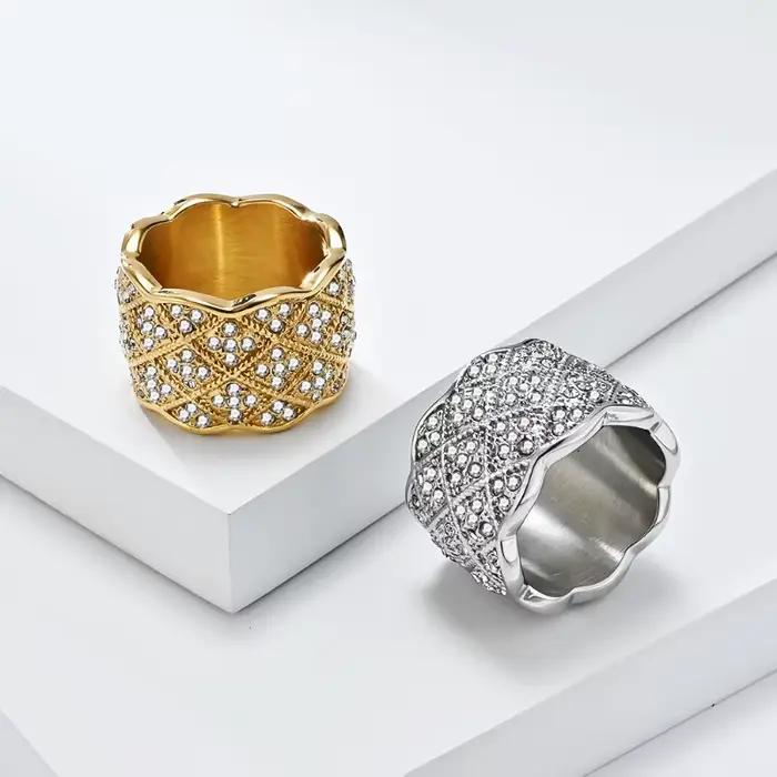 Anneaux en maille en acier inoxydable pour hommes et femmes, haut de gamme, léger, luxe, personnalisé, bijoux à la mode