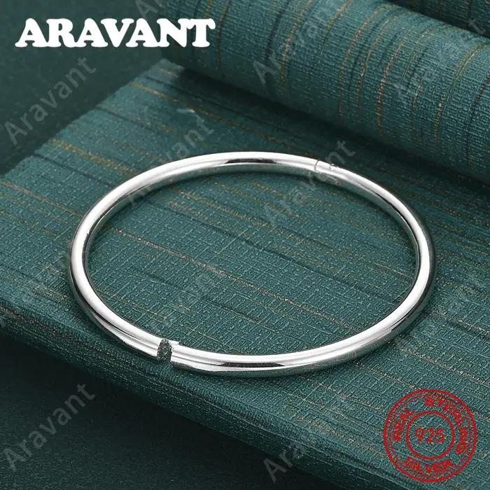 Bracelet rond lisse en argent Sterling 925