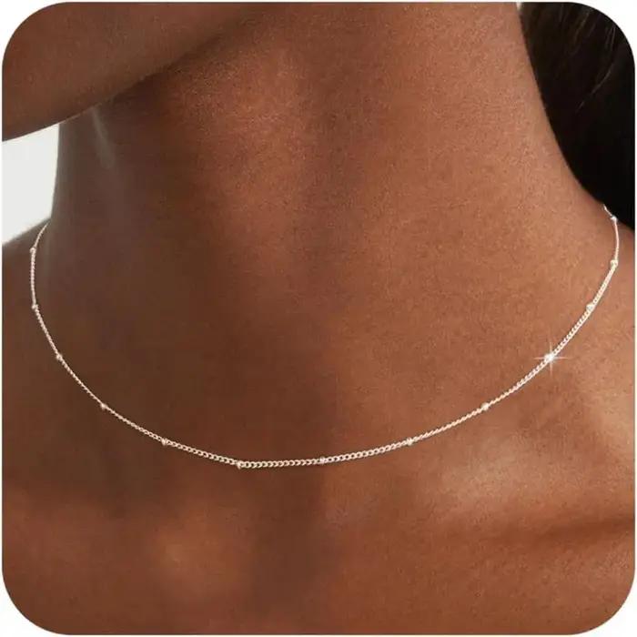 Collier ras du cou Satellite en acier inoxydable plaqué or/argent 14K