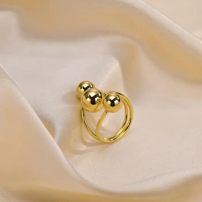 Bague de déclaration à boules ouvertes pour femmes