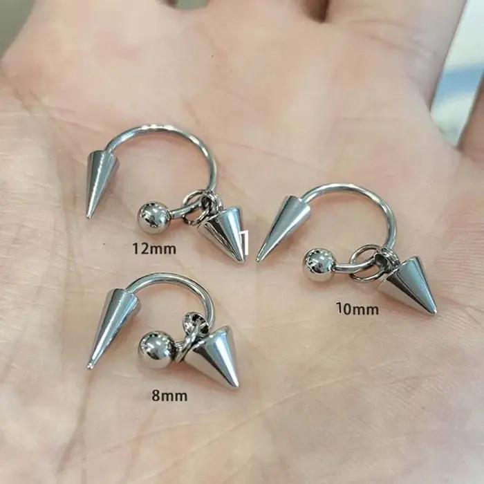 Boucles d'oreilles Punk à rivets couleur argent pour femmes et hommes