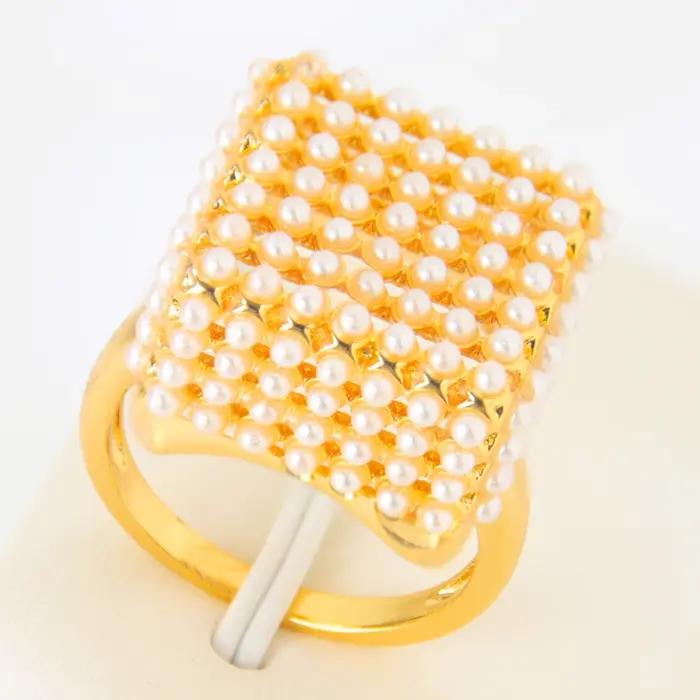 Bijoux de mariage de luxe de dubaï, bagues en perles plaquées or 21 carats, bijoux de mariée Vintage