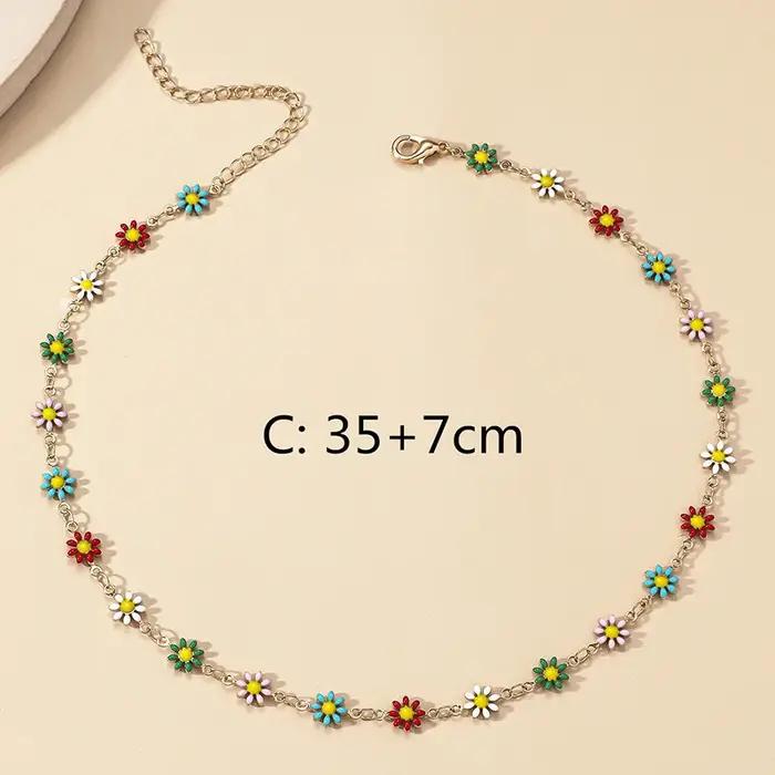 Bijoux d'été, collier de fleurs blanches et colorées pour femmes