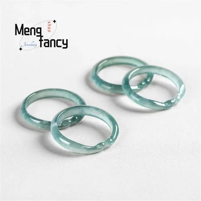 Bague personnalisée en jade naturel d'eau bleue tridimensionnelle pour femmes et hommes occasions spéciales classique élégante à offrir