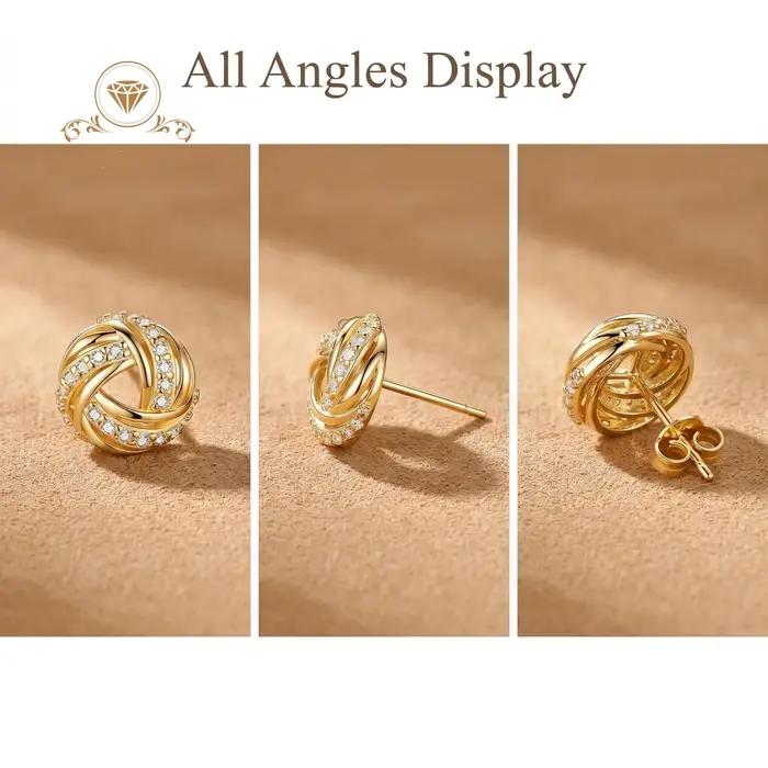 Boucles d'oreilles clous triangulaires entrelacées serties de diamants