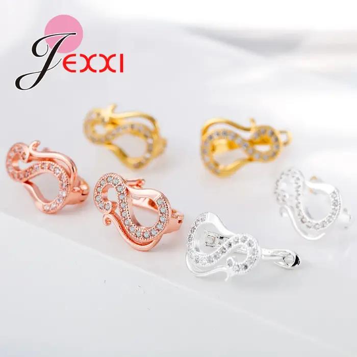 "S" Design 925 boucles d'oreilles rondes en argent Sterling femmes bijoux de fête à la mode brillant déclaration