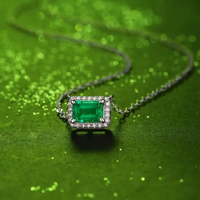 M-JAJA 1ct pendentif émeraude collier S925 en argent Sterling laboratoire cultivé