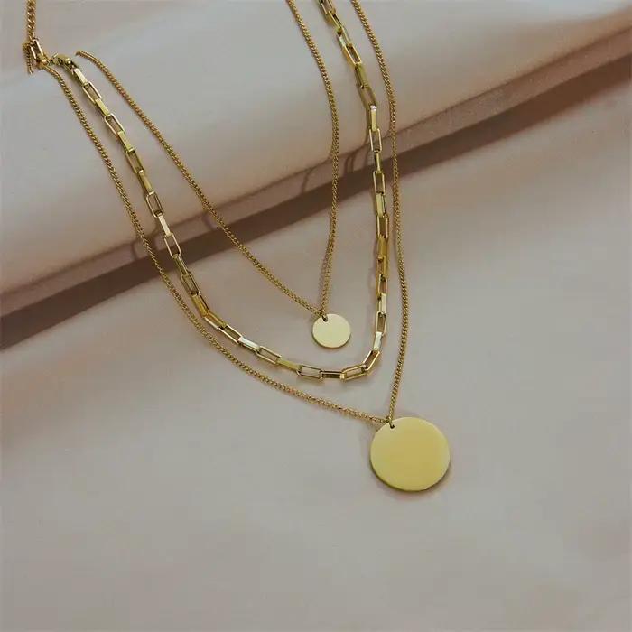 Pendentif rond en acier inoxydable couleur or pour femmes mode tracker d'humeur occasion spéciale colliers DIEYURO