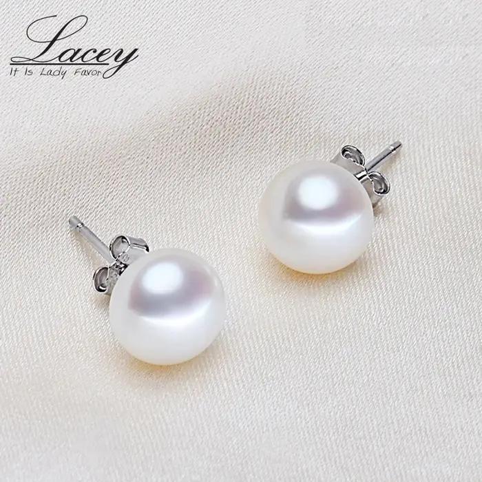 Boucles d'oreilles en perles d'eau douce naturelles blanches véritables pour femme