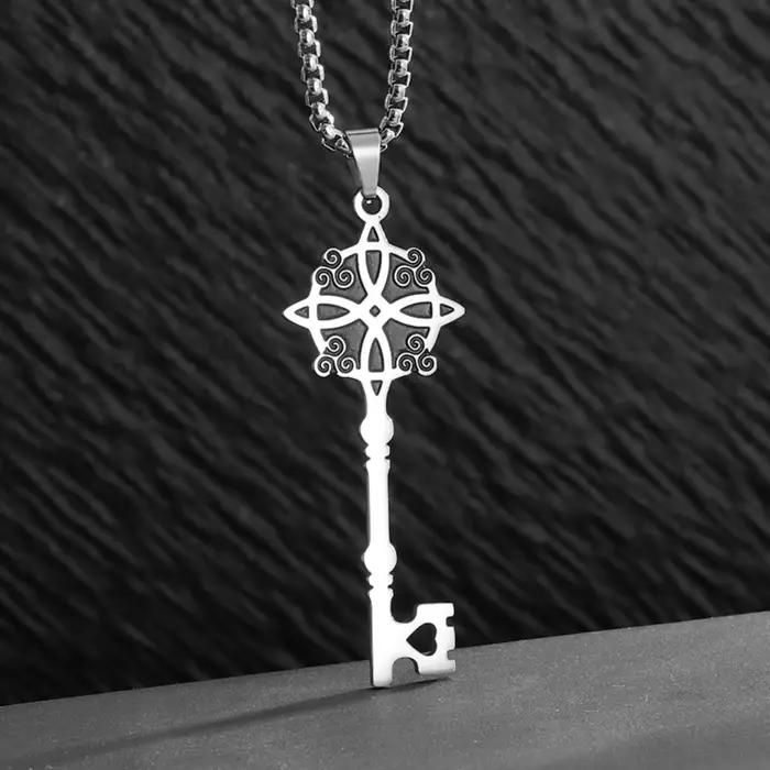 Collier pendentif clé nœud de sorcière pour femmes et hommes