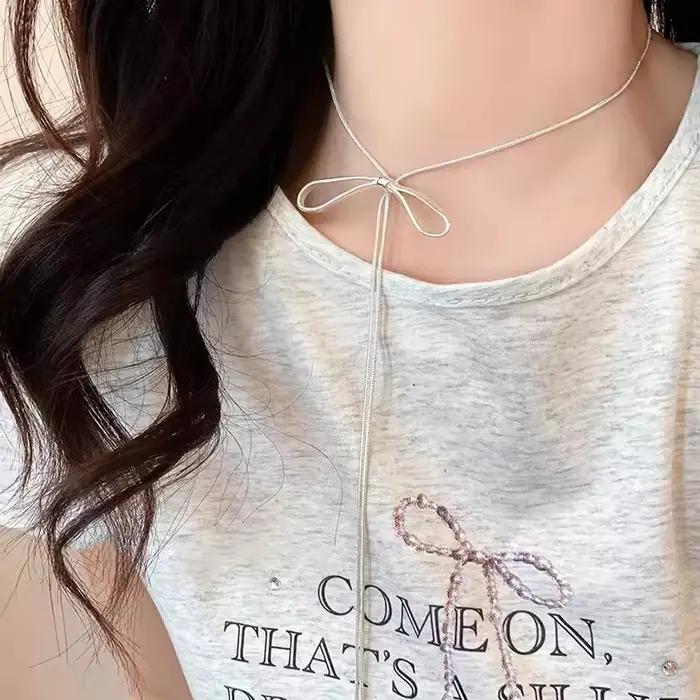 Collier long JOChoker avec nœud papillon pour femmes élégant pour soirée et occasions spéciales bijoux festifs