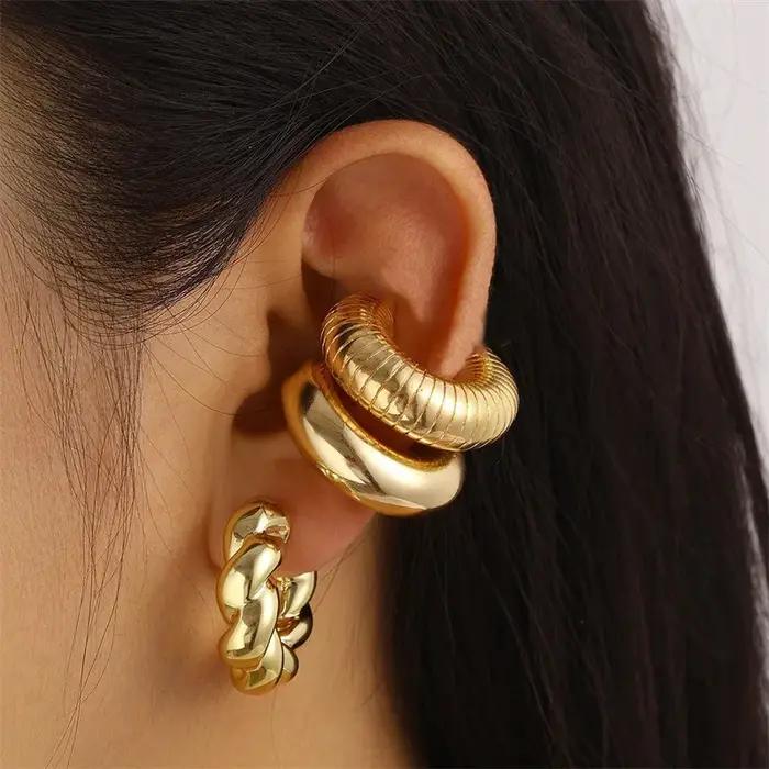 Boucles d'oreilles à Clip géométriques Vintage en forme de C pour femmes