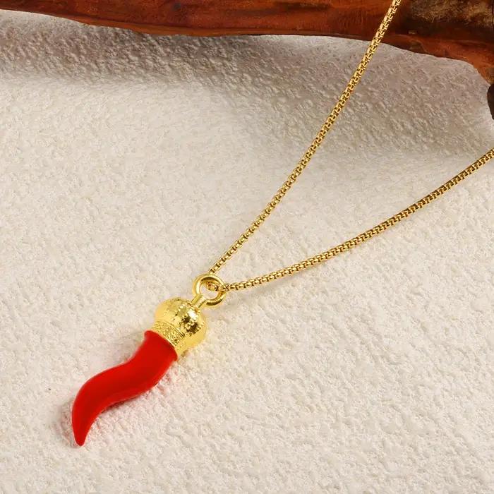 Pendentif en forme de poivron rouge pour hommes style hip-hop rock occasion mariage bijou audacieux et protecteur