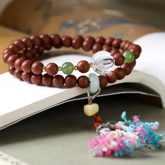 Bracelet à double boucle tissé à la main avec des perles en cristal blanc naturel