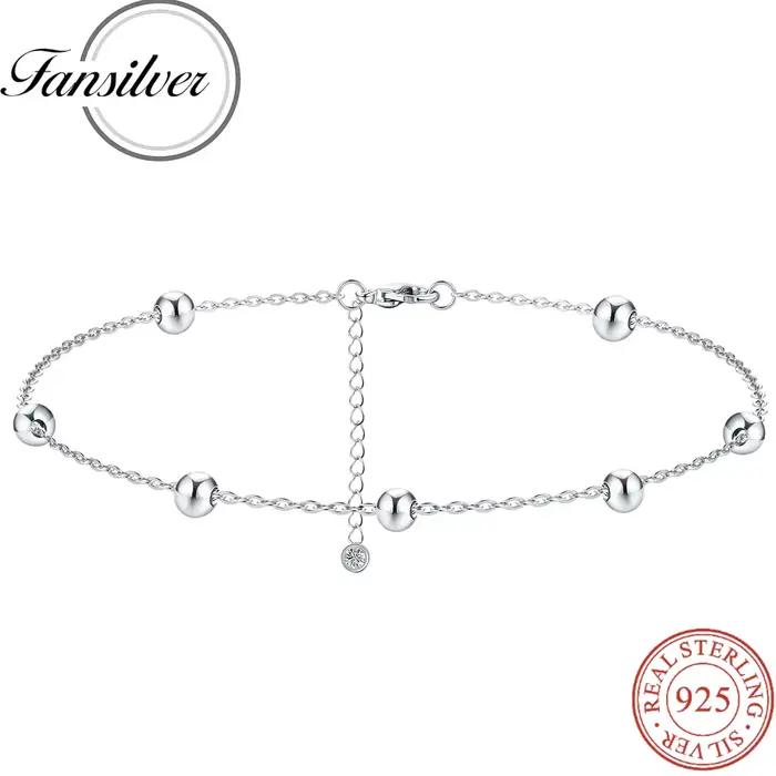 Bracelet de cheville en argent sterling 925 perlé pour femmes occasions spéciales bijoux de pieds romantiques et tendance