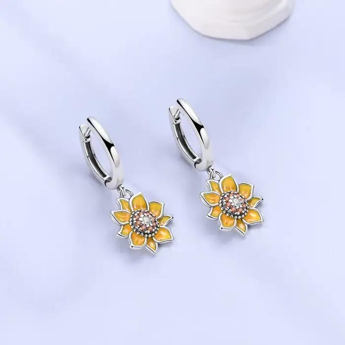 Boucles d'oreilles en argent Sterling 925, crème, tournesol, goutte d'eau, pour anniversaire, bijoux cadeaux de mariage