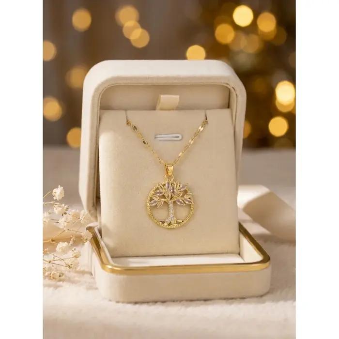 Collier Pendentif Cercle Arbre de Vie pour Femme