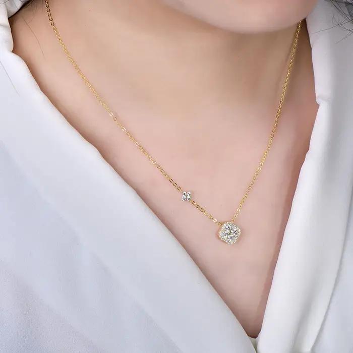 Ensemble de bijoux de luxe trèfle à quatre feuilles pour femme collier bracelet boucles d'oreilles moissanite certifiée couleur D plaqué or 14K romantique occasions spéciales