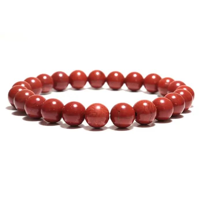 Bracelet en pierre de corail rouge naturelle véritable pour hommes et femmes longueur ajustée perles rondes yoga méditation bien-être