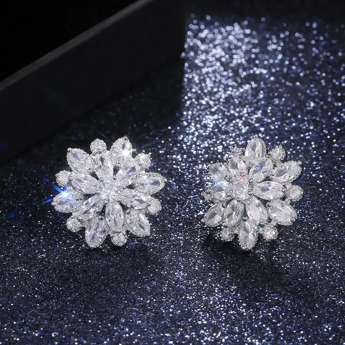 Huretailers-Magnifique boucle d'oreille fleur double couche pour femme, 7 couleurs disponibles, cade